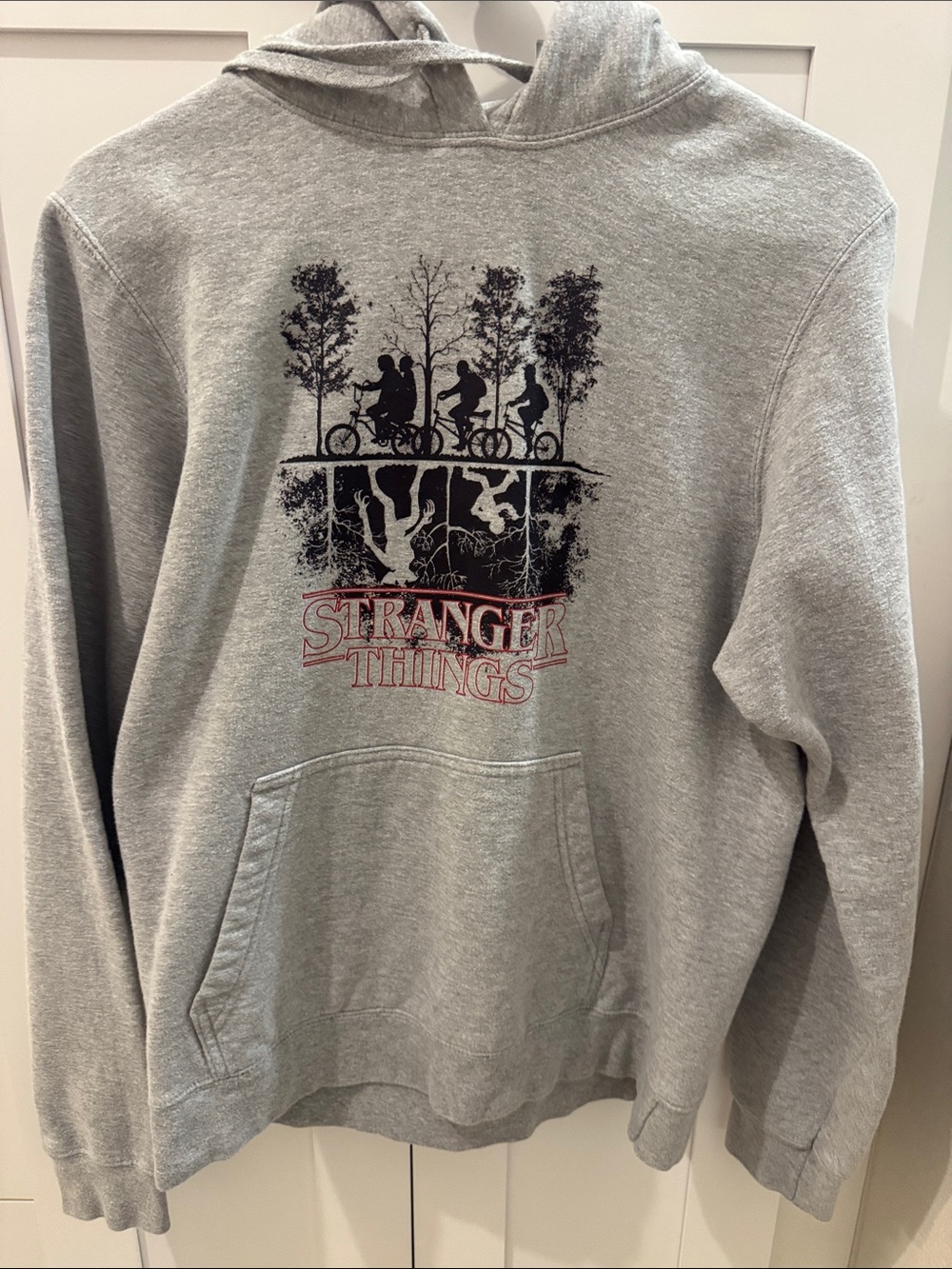 Stranger Things Adult Small Gray Graphic Hoodie